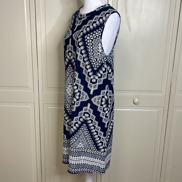 APT. 9 Women’s Blue Fair Isle Sleeveless Shift Dress Size L - Picture 4 of 9